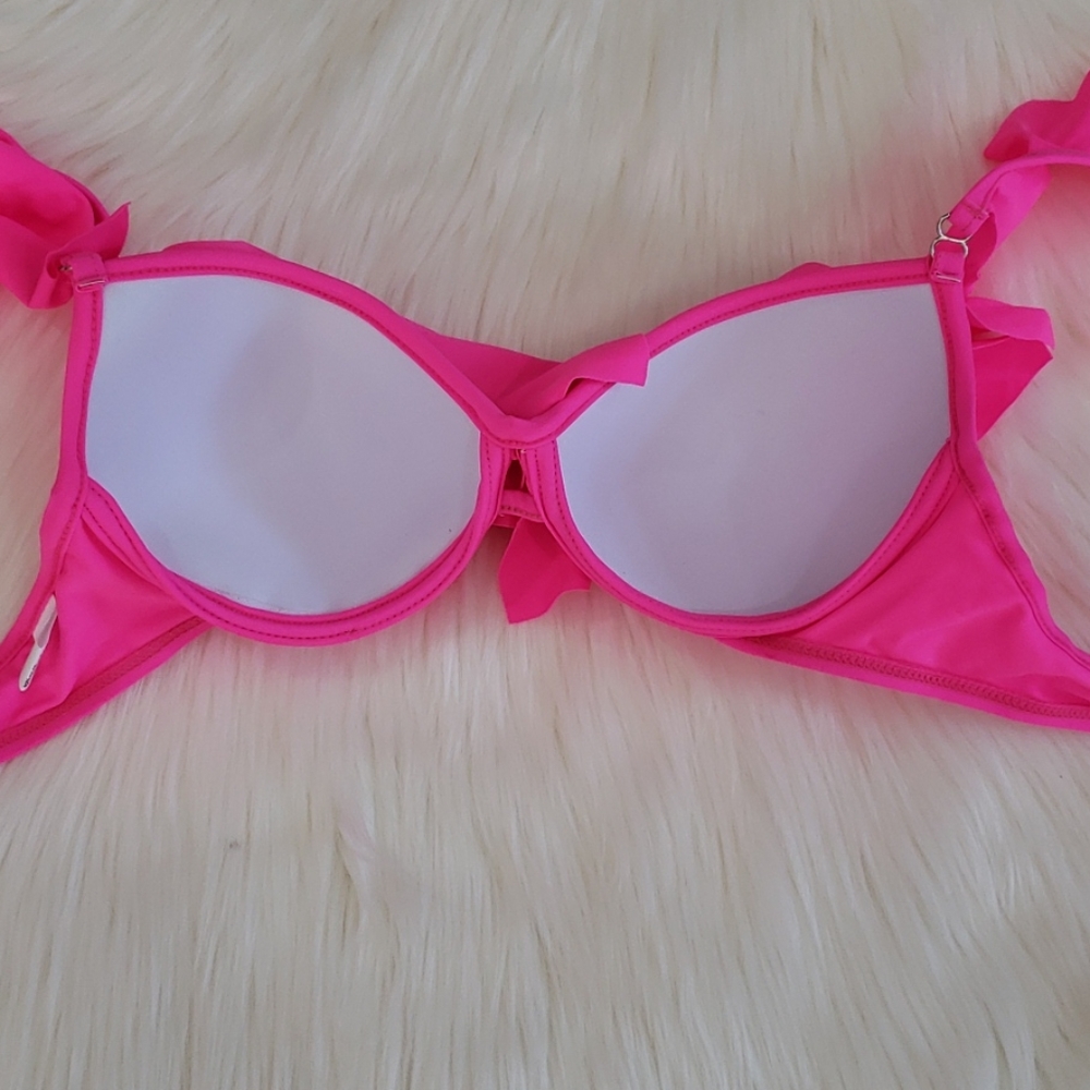 New Pink Sexy Ruffle Bikini Set with Underwire - Picture 8 of 8
